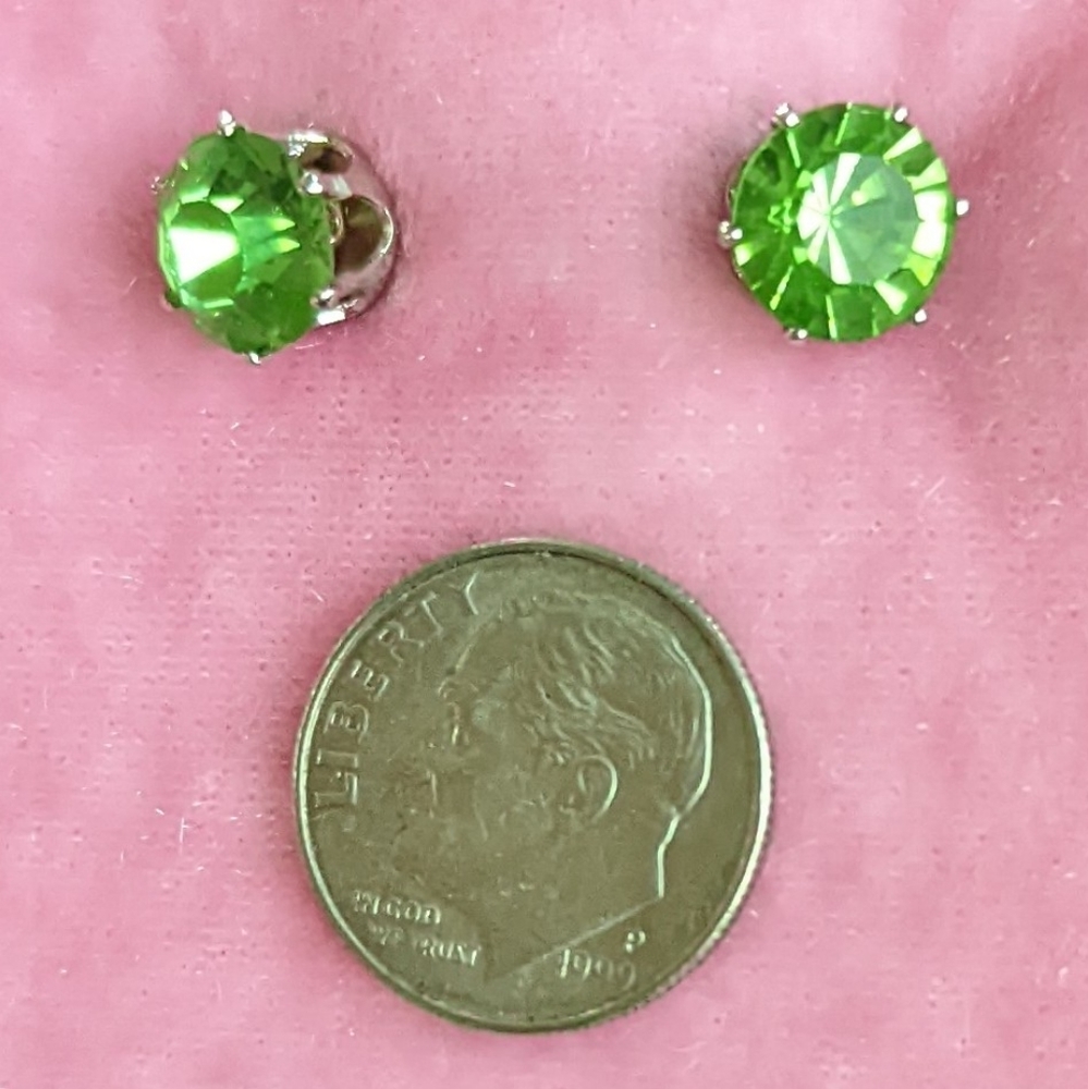 Green Rhinestone Stud Earrings Set - Picture 1 of 2